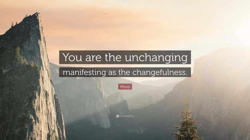 Mooji Quote: “You are the unchanging manifesting as the changefulness.”