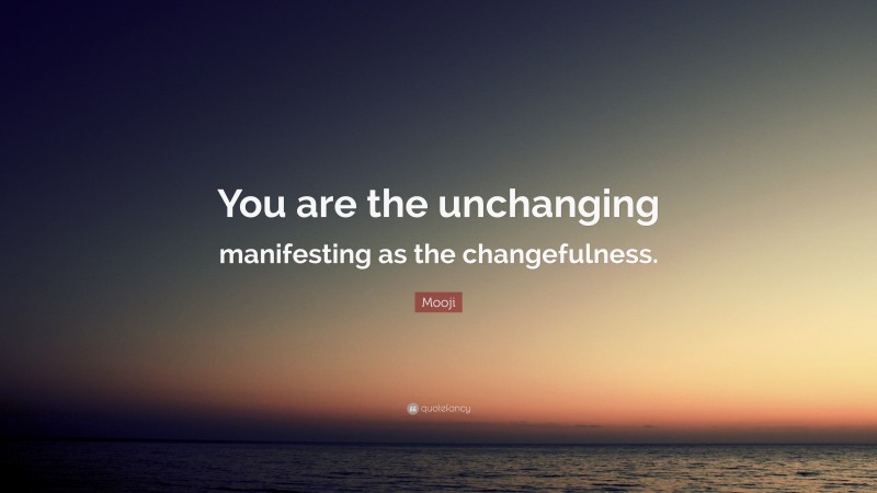 Mooji Quote: “You are the unchanging manifesting as the changefulness.”