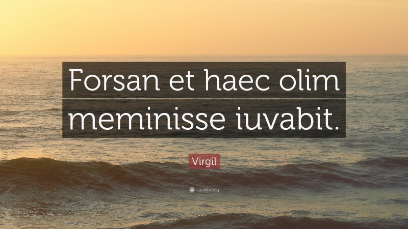 Virgil Quote: “Forsan et haec olim meminisse iuvabit.”
