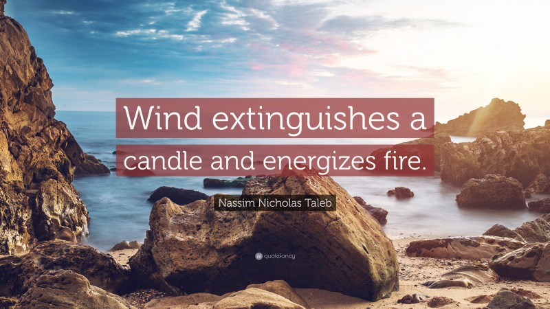 Nassim Nicholas Taleb Quote: “Wind extinguishes a candle and energizes fire.”