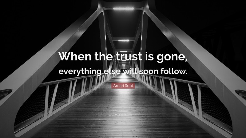 Amari Soul Quote: “When the trust is gone, everything else will soon follow.”