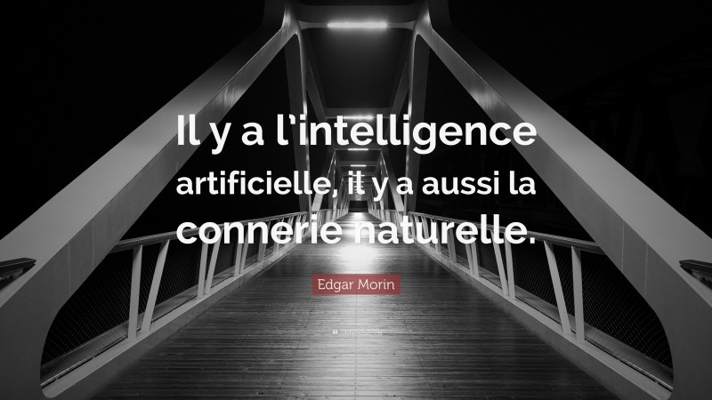 Edgar Morin Quote: “Il y a l’intelligence artificielle, il y a aussi la connerie naturelle.”