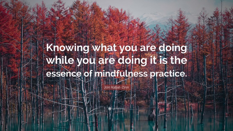 Jon Kabat-Zinn Quote: “Knowing what you are doing while you are doing it is the essence of mindfulness practice.”