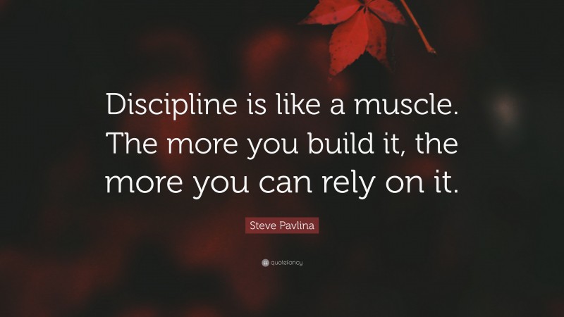 Steve Pavlina Quote: “Discipline is like a muscle. The more you build it, the more you can rely on it.”