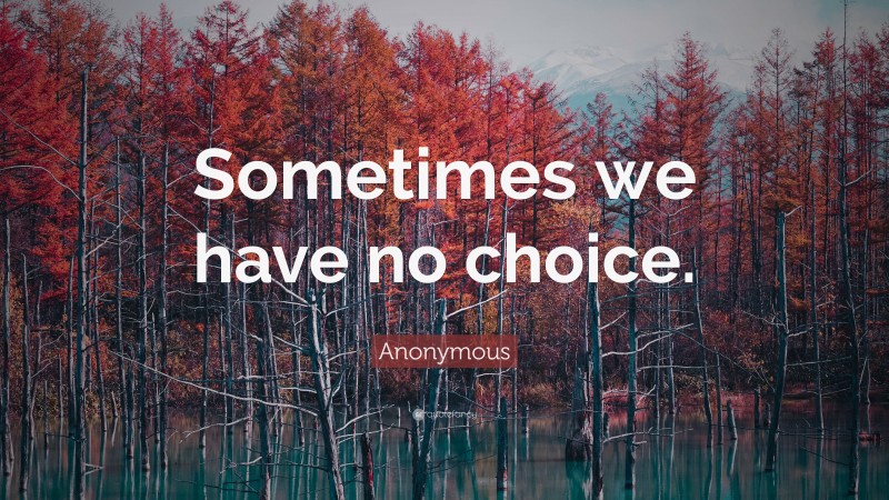 Anonymous Quote: “Sometimes we have no choice.”