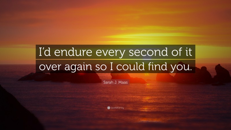 Sarah J. Maas Quote: “I’d endure every second of it over again so I could find you.”