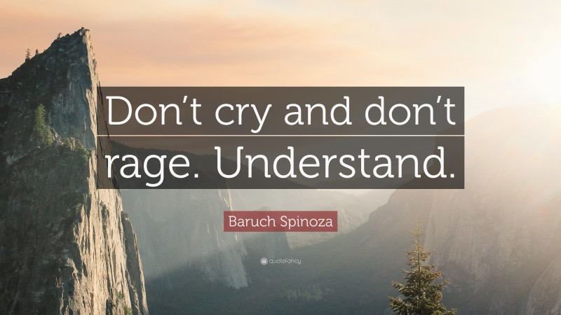 Baruch Spinoza Quote: “Don’t cry and don’t rage. Understand.”