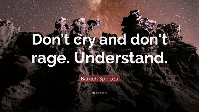 Baruch Spinoza Quote: “Don’t cry and don’t rage. Understand.”