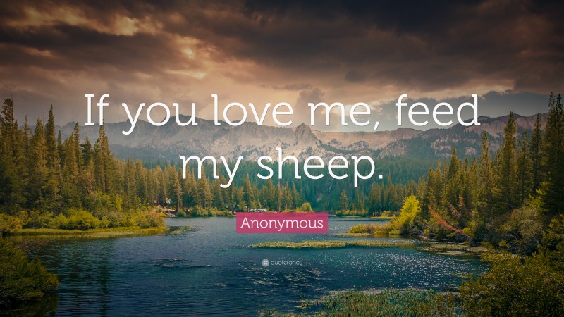 Anonymous Quote: “If you love me, feed my sheep.”