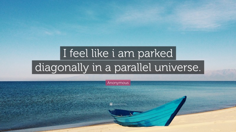 Anonymous Quote: “I feel like i am parked diagonally in a parallel universe.”