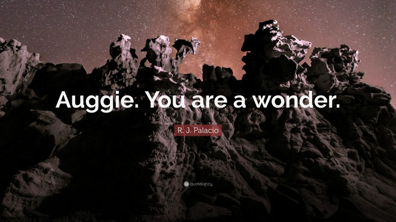 R. J. Palacio Quote: “Auggie. You are a wonder.”