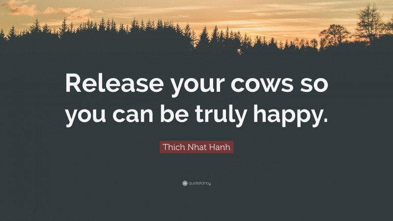 Thich Nhat Hanh Quote: “Release your cows so you can be truly happy.”