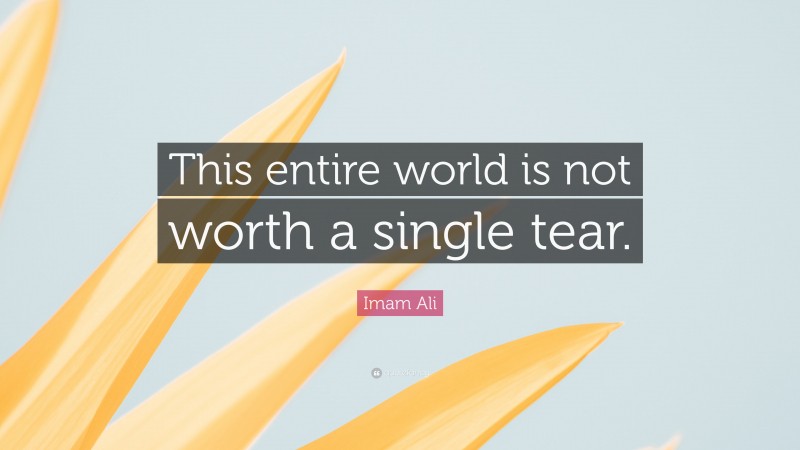 Imam Ali Quote: “This entire world is not worth a single tear.”