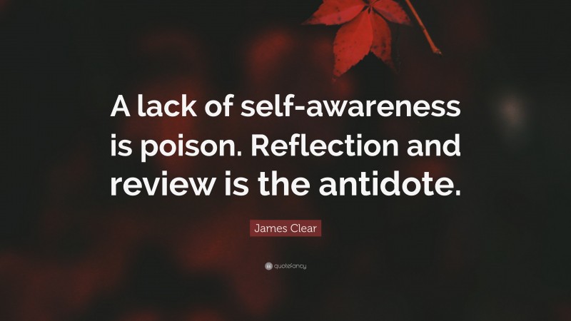 James Clear Quote: “A lack of self-awareness is poison. Reflection and review is the antidote.”