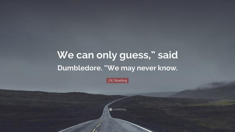 J.K. Rowling Quote: “We can only guess,” said Dumbledore. “We may never know.”