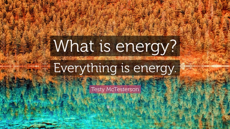 Testy McTesterson Quote: “What is energy? Everything is energy.”