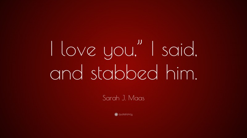 Sarah J. Maas Quote: “I love you,” I said, and stabbed him.”
