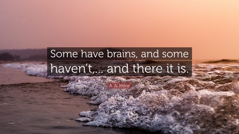 A. A. Milne Quote: “Some have brains, and some haven’t,... and there it is.”
