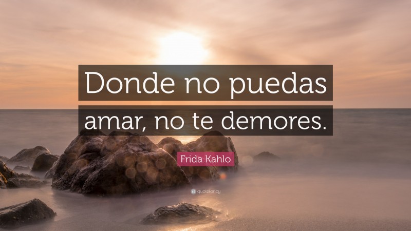 Frida Kahlo Quote: “Donde no puedas amar, no te demores.”