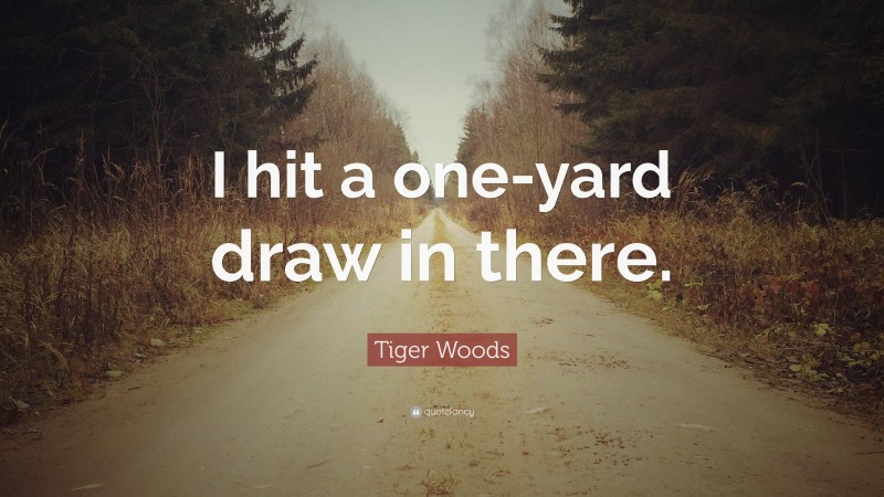 Tiger Woods Quote: “I hit a one-yard draw in there.”