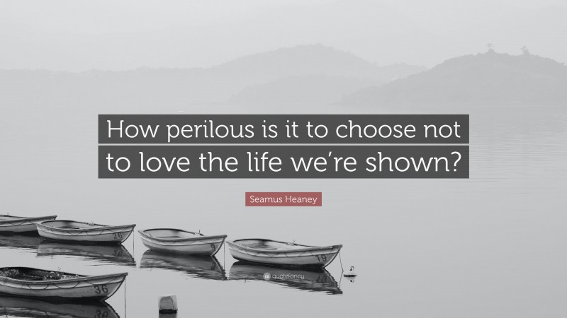 Seamus Heaney Quote: “How perilous is it to choose not to love the life we’re shown?”