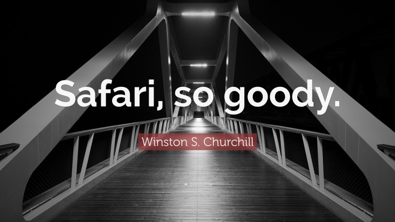 Winston S. Churchill Quote: “Safari, so goody.”