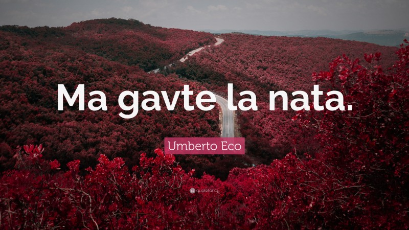 Umberto Eco Quote: “Ma gavte la nata.”