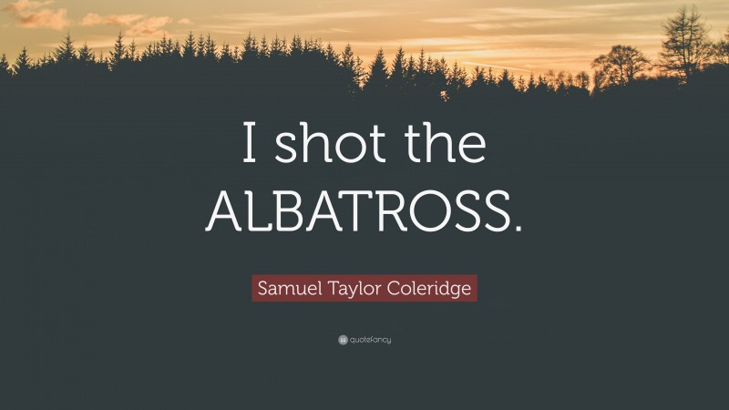 Samuel Taylor Coleridge Quote: “I shot the ALBATROSS.”
