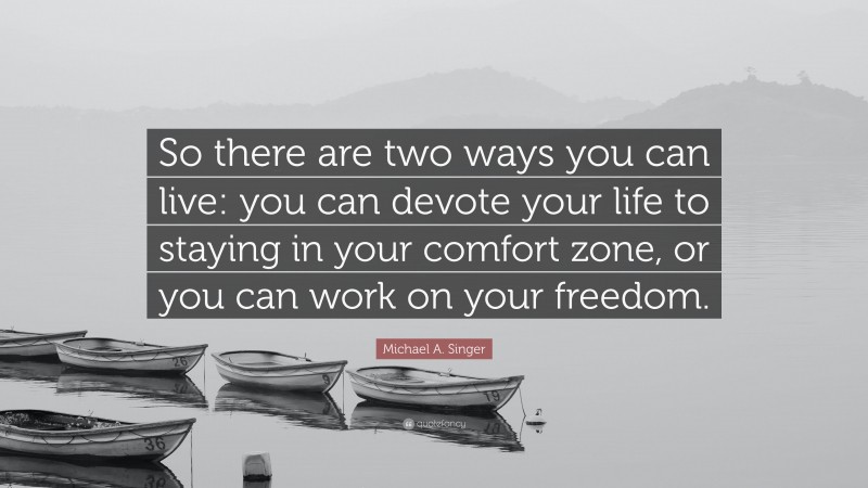 Michael A. Singer Quote: “So there are two ways you can live: you can devote your life to staying in your comfort zone, or you can work on your freedom.”