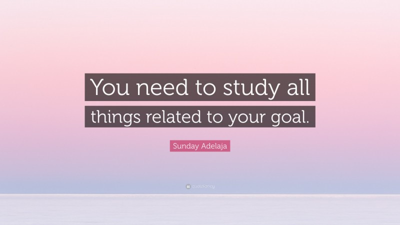 Sunday Adelaja Quote: “You need to study all things related to your goal.”