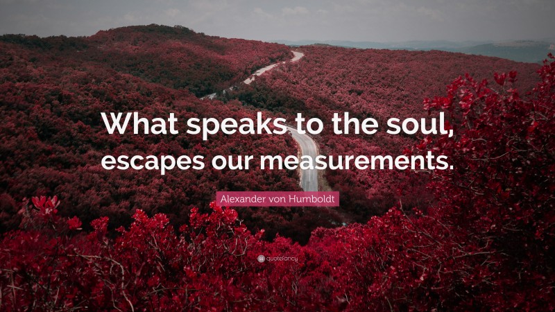 Alexander von Humboldt Quote: “What speaks to the soul, escapes our measurements.”