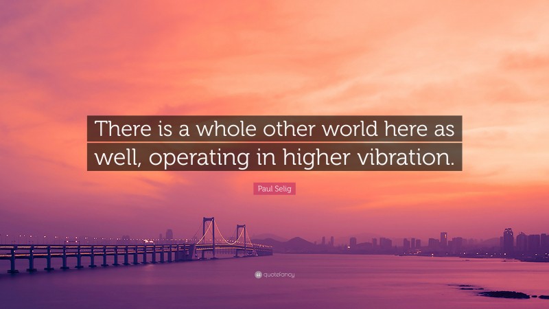 Paul Selig Quote: “There is a whole other world here as well, operating in higher vibration.”