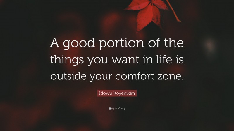 Idowu Koyenikan Quote: “A good portion of the things you want in life is outside your comfort zone.”