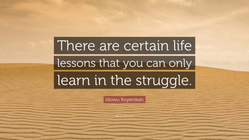 Idowu Koyenikan Quote: “There are certain life lessons that you can only learn in the struggle.”