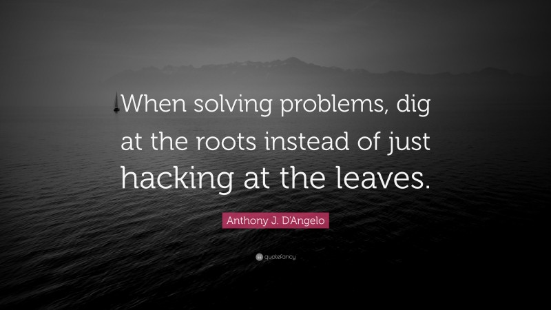 Anthony J. D'Angelo Quote: “When solving problems, dig at the roots instead of just hacking at the leaves.”