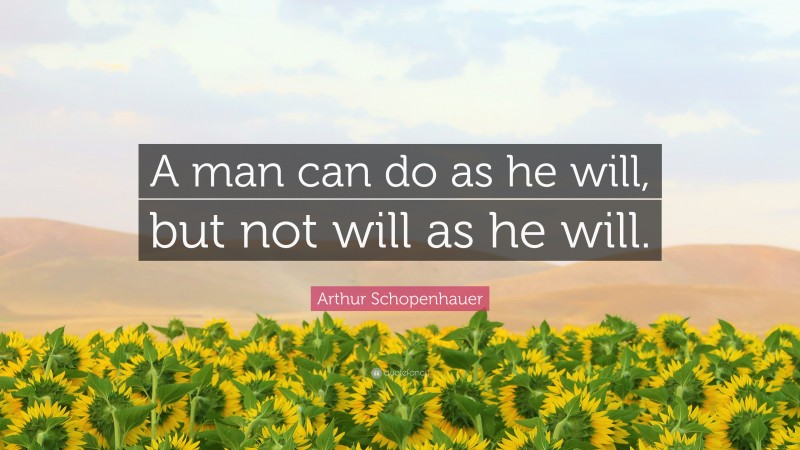 Arthur Schopenhauer Quote: “A man can do as he will, but not will as he will.”