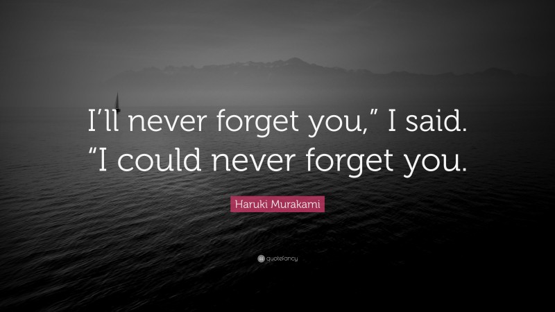 Haruki Murakami Quote: “I’ll never forget you,” I said. “I could never forget you.”
