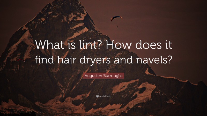 Augusten Burroughs Quote: “What is lint? How does it find hair dryers and navels?”