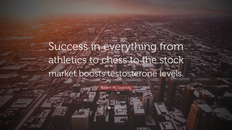 Robert M. Sapolsky Quote: “Success in everything from athletics to chess to the stock market boosts testosterone levels.”