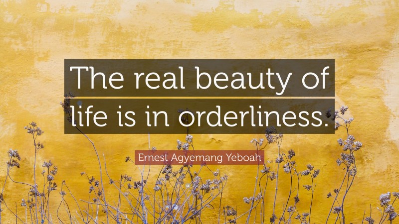 Ernest Agyemang Yeboah Quote: “The real beauty of life is in orderliness.”