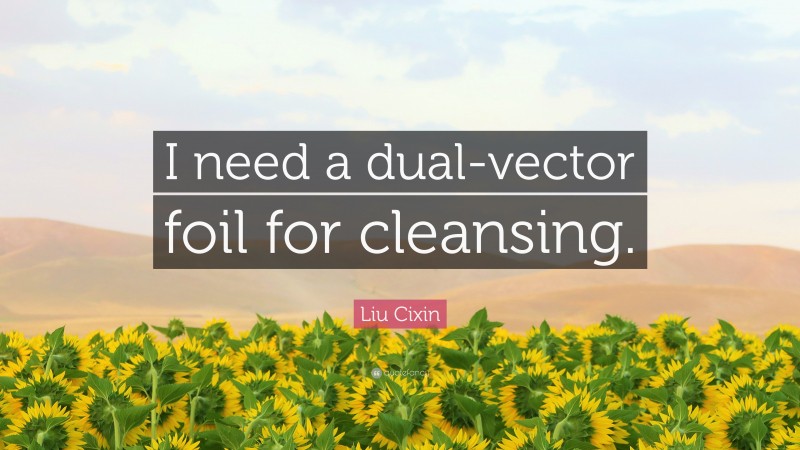 Liu Cixin Quote: “I need a dual-vector foil for cleansing.”