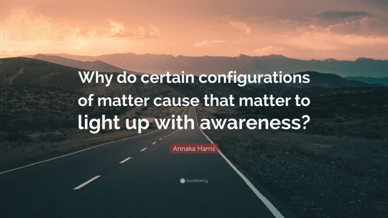 Annaka Harris Quote: “Why do certain configurations of matter cause that matter to light up with awareness?”