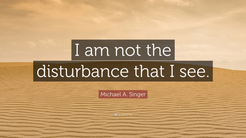 Michael A. Singer Quote: “I am not the disturbance that I see.”