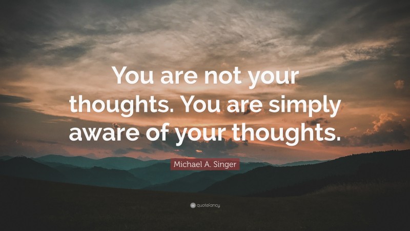 Michael A. Singer Quote: “You are not your thoughts. You are simply aware of your thoughts.”