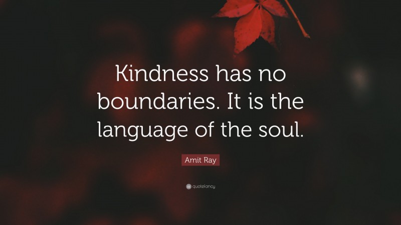 Amit Ray Quote: “Kindness has no boundaries. It is the language of the soul.”