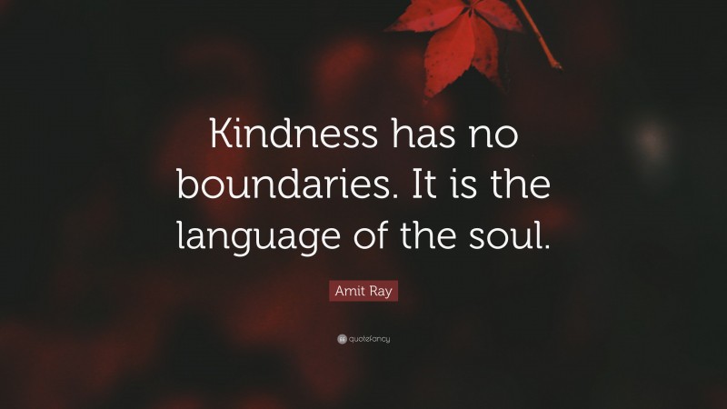 Amit Ray Quote: “Kindness has no boundaries. It is the language of the ...