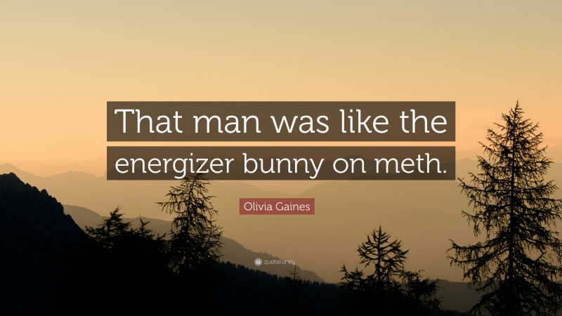 Olivia Gaines Quote: “That man was like the energizer bunny on meth.”