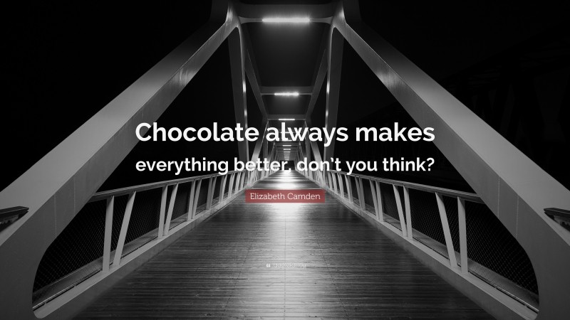 Elizabeth Camden Quote: “Chocolate always makes everything better, don’t you think?”