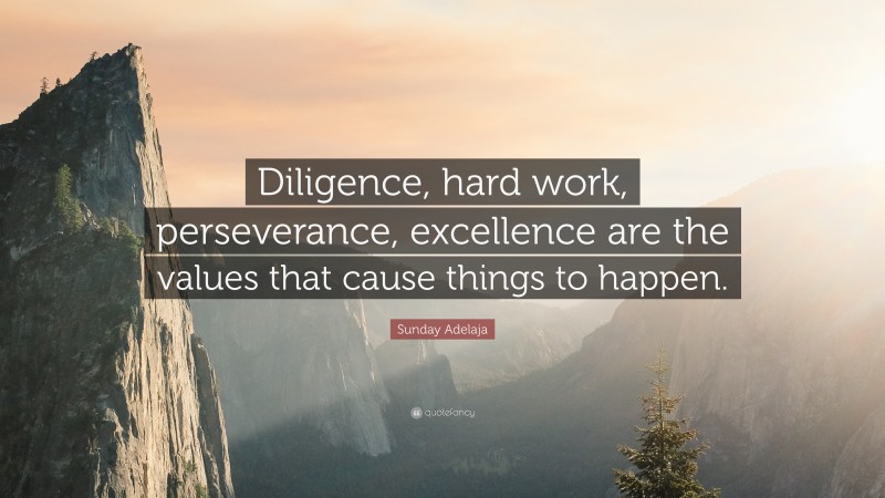 Sunday Adelaja Quote: “Diligence, hard work, perseverance, excellence are the values that cause things to happen.”