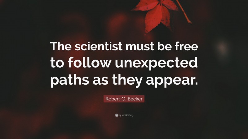 Robert O. Becker Quote: “The scientist must be free to follow unexpected paths as they appear.”